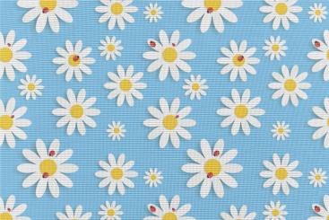 Anti-Moskito-Stoff - Margerite und Marienkäfer Hellblau