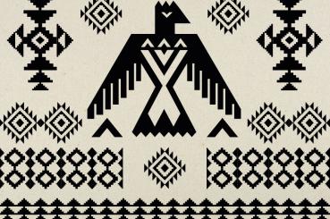 Tipi-Zeltstoff - Tribal-Totem Schwarz