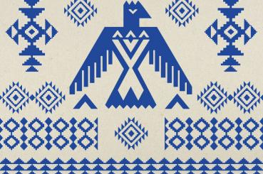 Tipi-Zeltstoff - Tribal-Totem Blau
