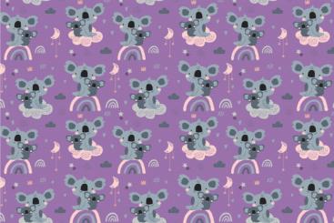 Koala-Bärchen - Türvorhang-Stoff Lila