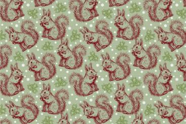 Schnee-Eichhörnchen - Türvorhang-Stoff Mint