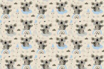 Koala-Bärchen - Türvorhang-Stoff Creme