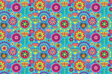 Frottee mit Fleece - Hippie-Blumen Hellblau