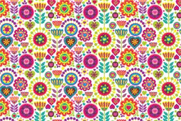 Frottee mit Fleece - Hippie-Blumen Weiß