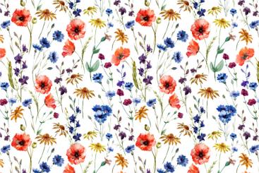 Outdoorstoff - Wildblumen Weiß