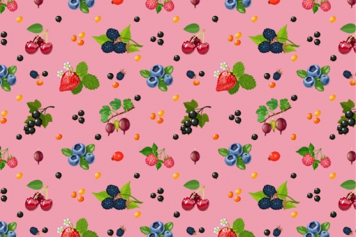 Outdoorstoff - Garten-Beeren Rosa