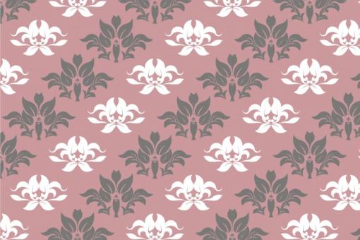 Türvorhang-Stoff - Barock - Blumenornament Rosa/Grau