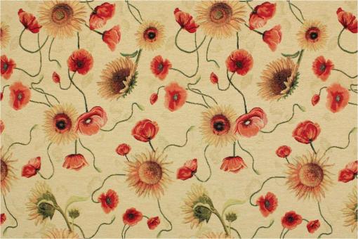 Gobelin - Mohn - Ecru 