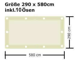 Ready Segeltuch - 290 x 580 cm inkl. 10 Ösen - Sand 