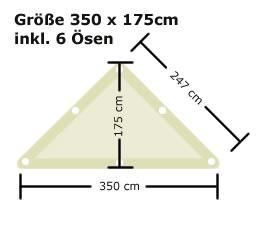 Ready Segeltuch Dreieck rechtwinklig - 350 x 175 cm inkl. 6 Ösen - Sand 