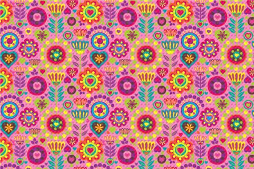 Frottee mit Fleece - Hippie-Blumen Rosa