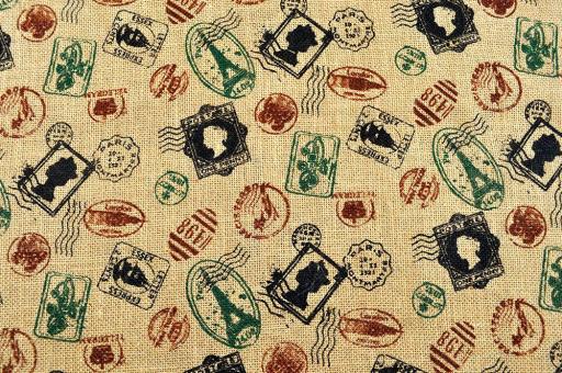 Jute bedruckt - Brief-Stempel 