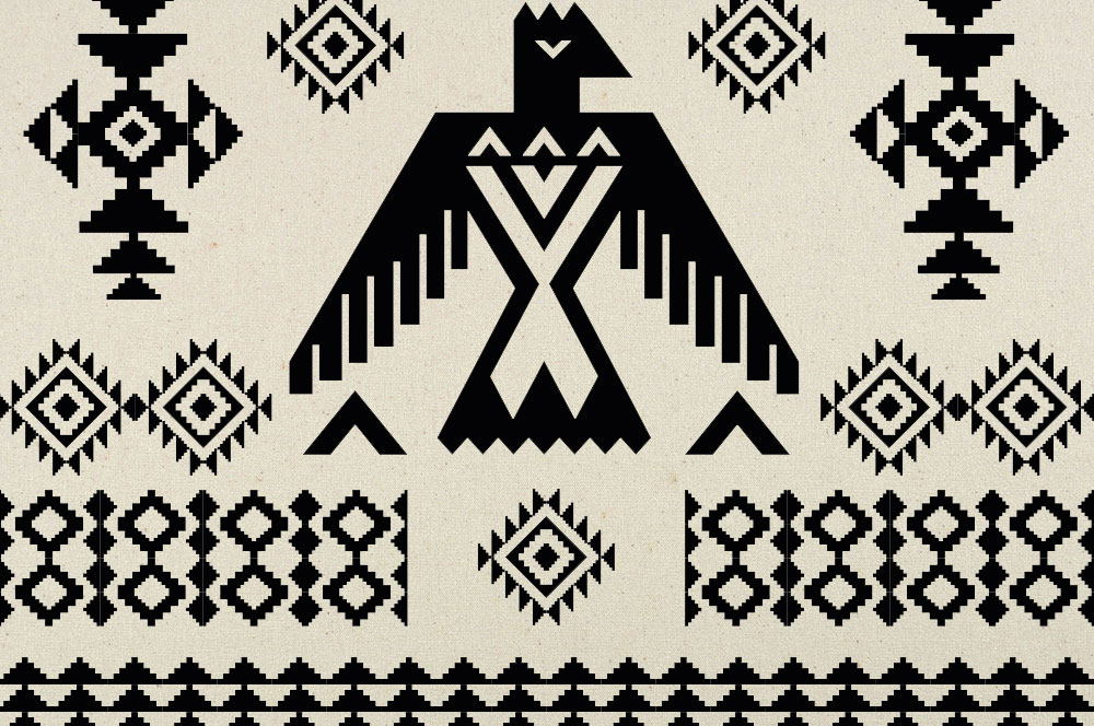 Tipi-Zeltstoff - Tribal-Totem Schwarz