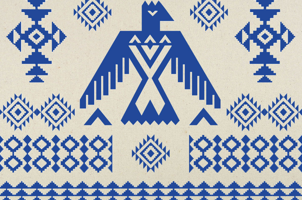 Tipi-Zeltstoff - Tribal-Totem Blau