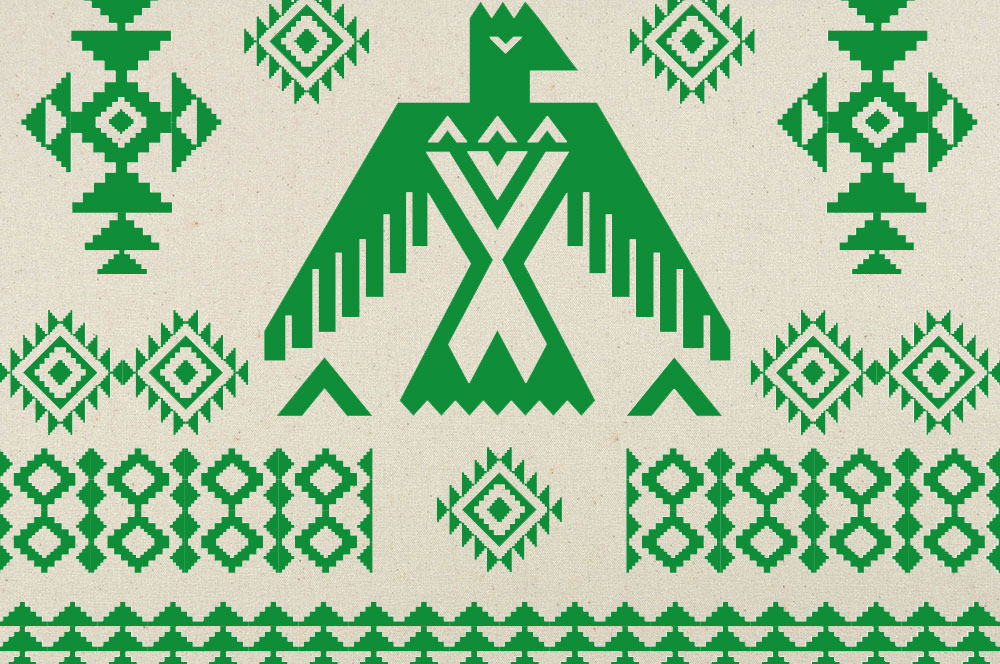 Tipi-Zeltstoff - Tribal-Totem Grün