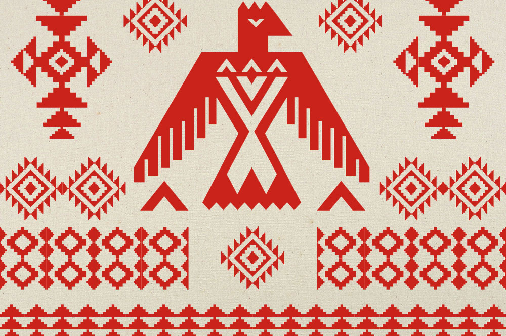 Tipi-Zeltstoff - Tribal-Totem Rot